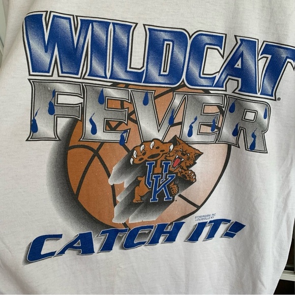Vintage Tee Shirt Kentucky Wildcats Fever Mens Adult Size L 90s Single Stitch - Picture 1 of 11